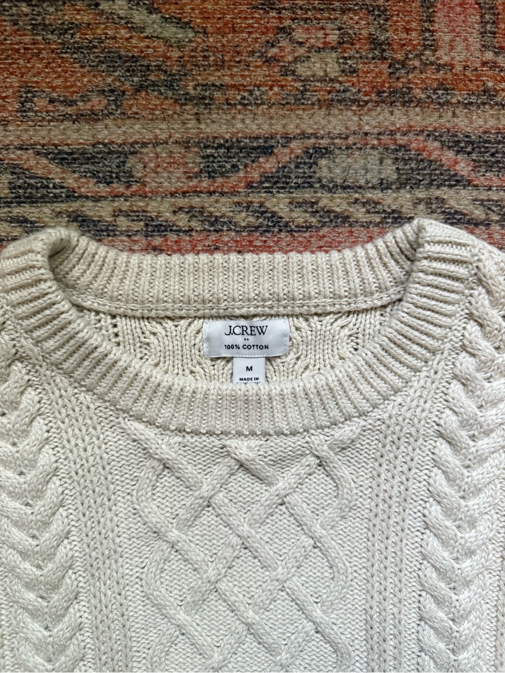 Cream Heavyweight Fisherman Cable-Knit J Crew Women's Sweater - Picture 4 of 5